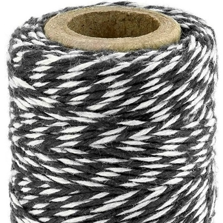 10x Zwart/wit katoenen touw 50 meter cadeaulint