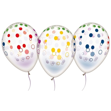Transparante ballonnen met confettistippen 5x stuks