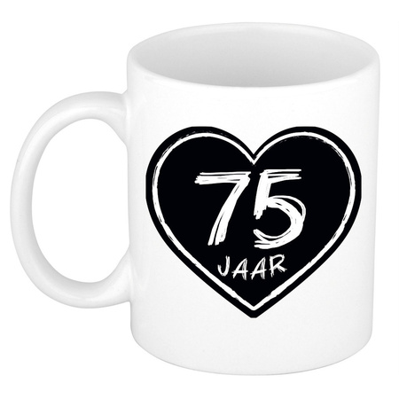 Gift mug - 75 jaar - birthday - ceramic - 300 ml