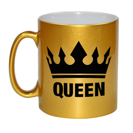 Cadeau Queen mok/ beker goud met zwarte bedrukking 300 ml
