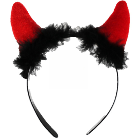 Red devil ears with pluche fur