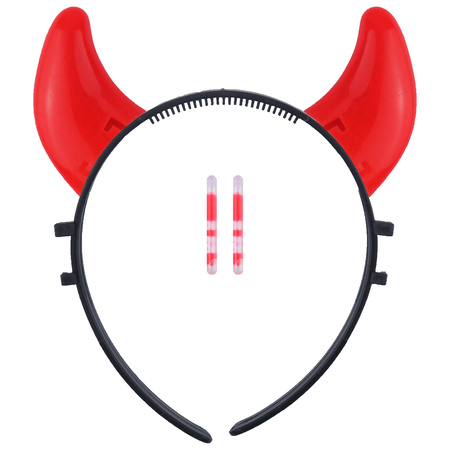 Halloween devil horns - glow in the dark - diadem - red - plastic