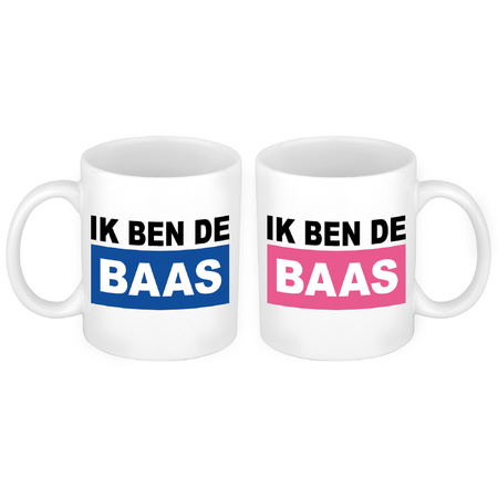 The boss mug / cup pink and blue letters 300 ml