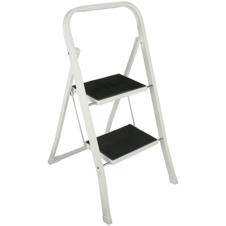 Foldable 2-step stool white/black 81 cm