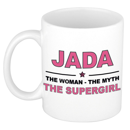 Naam cadeau mok/ beker Jada The woman, The myth the supergirl 300 ml