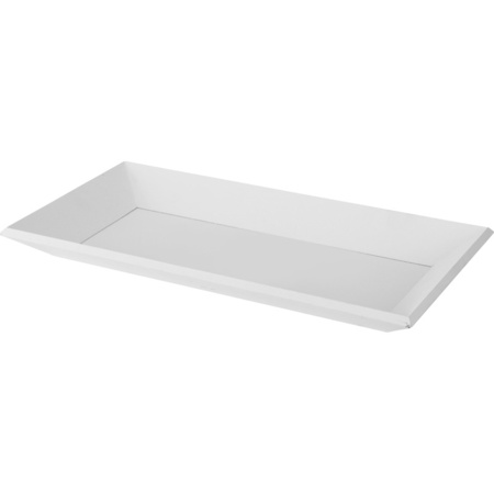 Houten kaarsenonderbord/plateau wit rechthoekig met LED kaarsen set 3 stuks zilver
