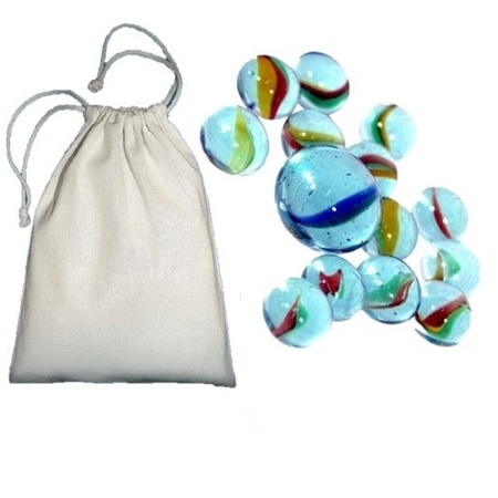 Marbles in net 81 pieces with canvas tote bag 