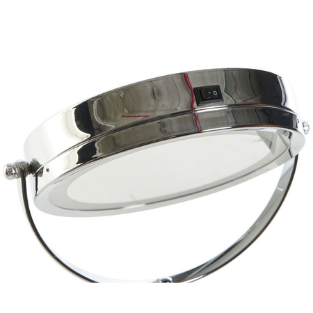 Luxury make-up mirror with LED lights round silver metal D15 x H33 cm