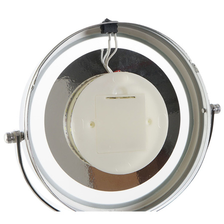 Luxury make-up mirror with LED lights round silver metal D15 x H33 cm