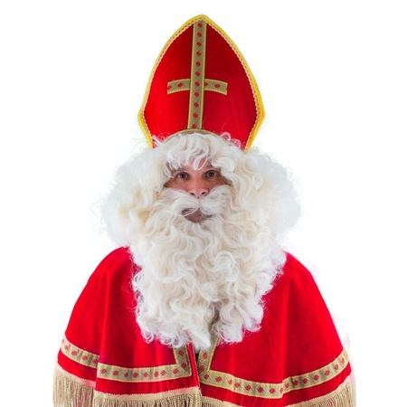 Sinterklaas verkleed pruik met baard en snor