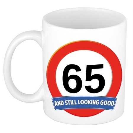 Birthday road sign mug 65 year