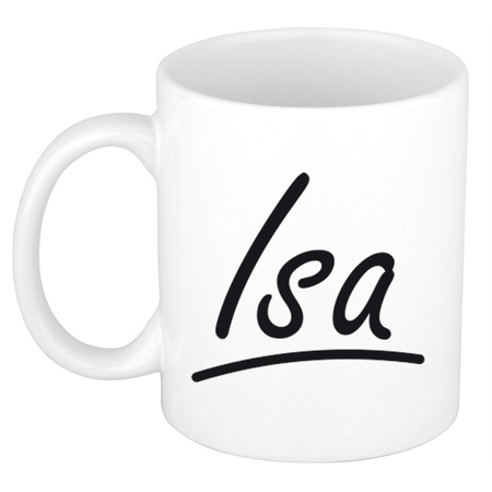 Name mug Isa with elegant letters 300 ml