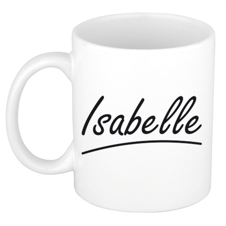 Isabelle voornaam kado beker / mok sierlijke letters - gepersonaliseerde mok met naam