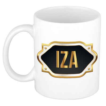 Name mug Iza with golden emblem 300 ml