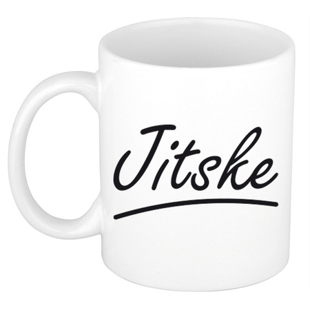 Name mug Jitske with elegant letters 300 ml