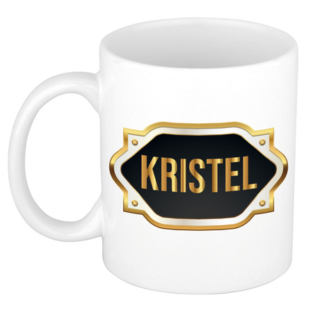 Name mug Kristel with golden emblem 300 ml