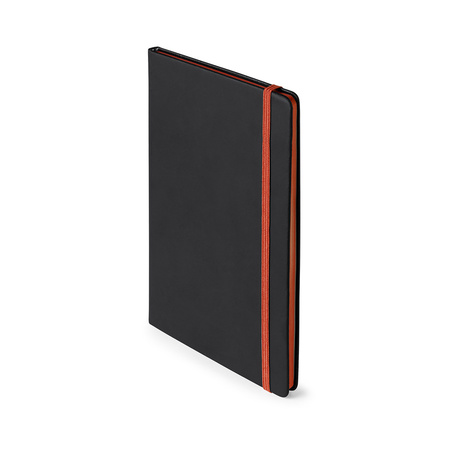 Notebook with orange elastic A5 hard cover