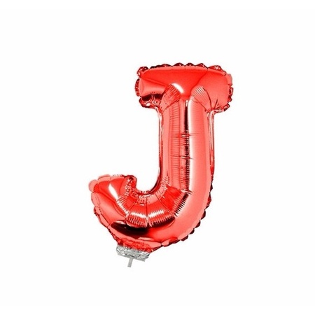 Red inflatable letter balloon J on a stick