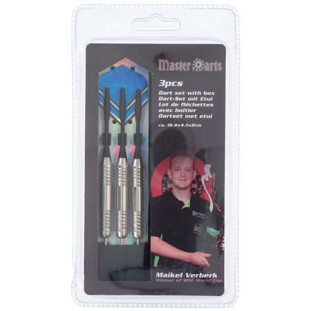 Set of 3x darts in case 24 grams black/blue
