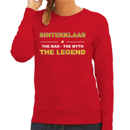 The man, The myth the legend Sinterklaas sweater / trui rood voor dames