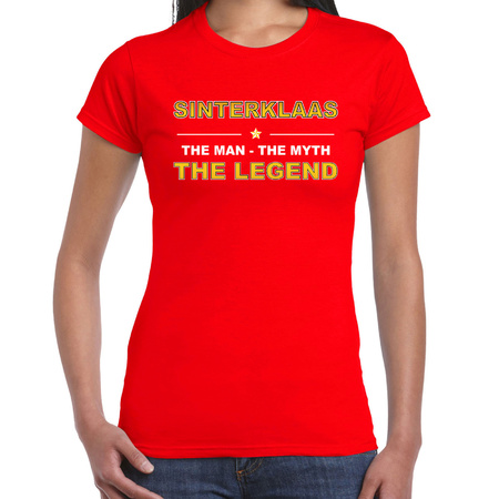 The man, The myth the legend Sinterklaas t-shirt rood voor dames