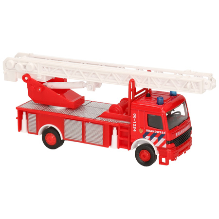 Brandweerwagen met ladder voor kinderen 15 cm