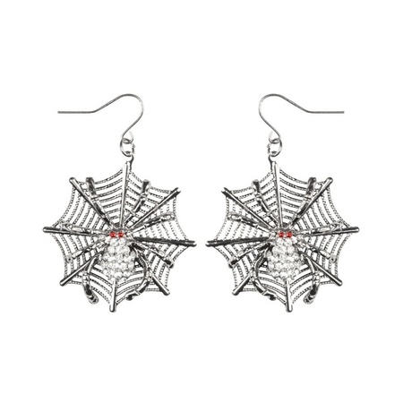 Heksen halloween oorbellen met spinnenweb en spinnen  voor dames