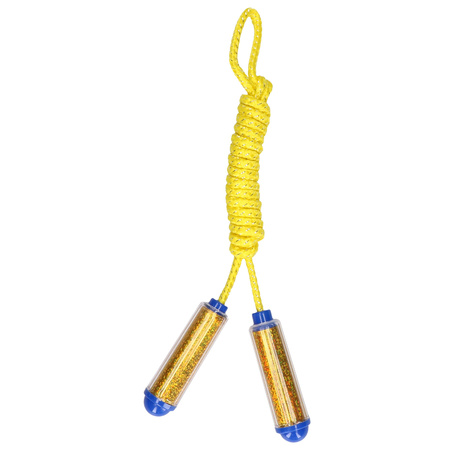 Springtouw - met kunststof handvatten - geel/goud - 210 cm - speelgoed