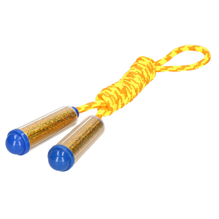 Springtouw - met kunststof handvatten?- geel/oranje/goud - 210 cm - speelgoed