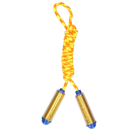 Springtouw - met kunststof handvatten?- geel/oranje/goud - 210 cm - speelgoed