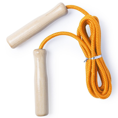Skipping rope orange 240 cm with wooden handles toys