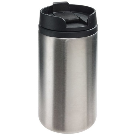 Set of 2x Thermos cups black and silver 290 ml