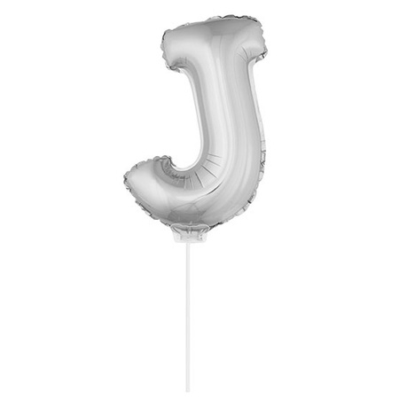Folie ballon opblaas letter J zilver 41 cm