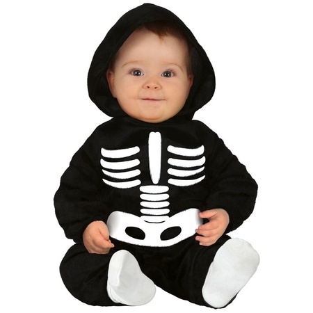 Black/white skeleton costume jumpsuit for baby/toddler